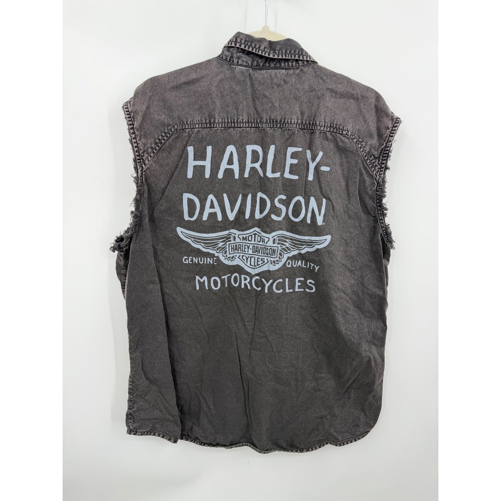 Harley-Davidson 99157-19VM Sleeveless Shirt Mens XL Black Faded Distressed